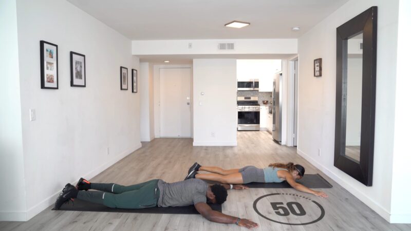 Man and woman recovery workout